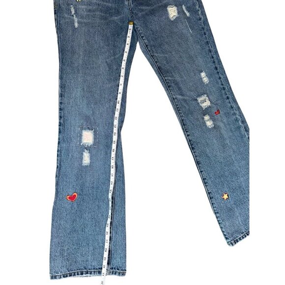 Vintage Angels Embroidered Jeans With Patches Rainbow Pockets Size 7 Women - Picture 6 of 16